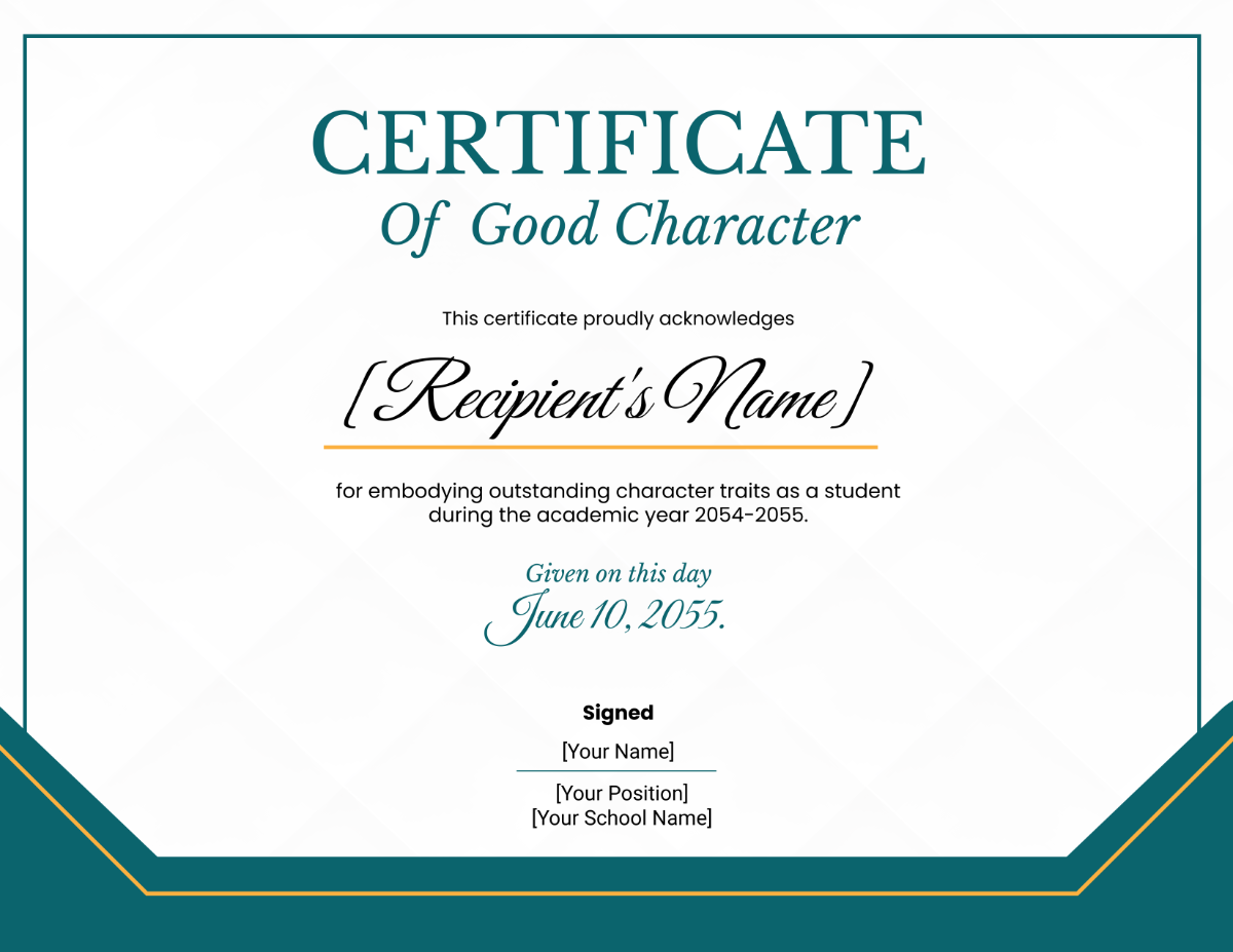School Character Certificate