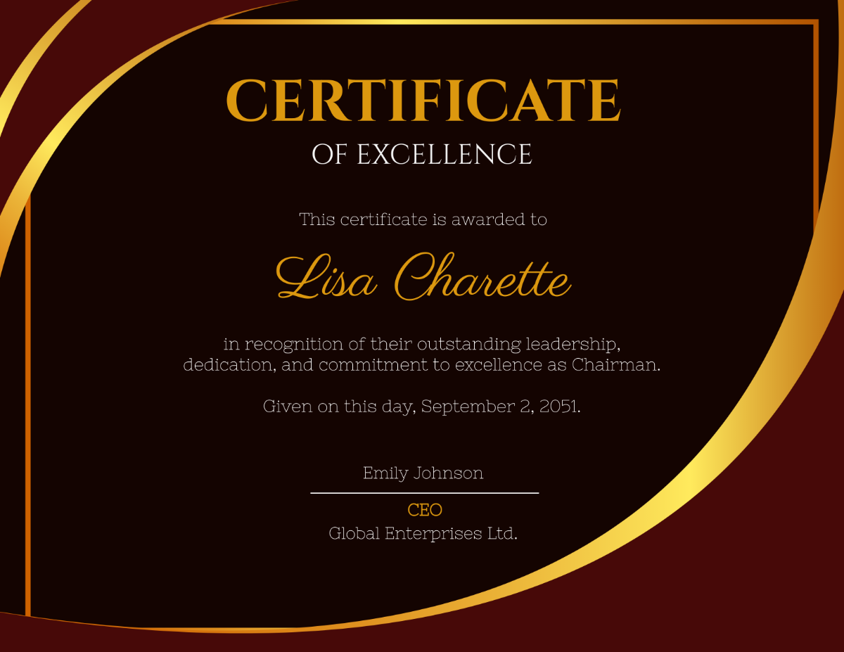 Chairman Certificate Template - Edit Online & Download