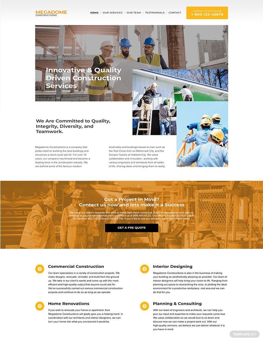 Modern Construction Company Website Template