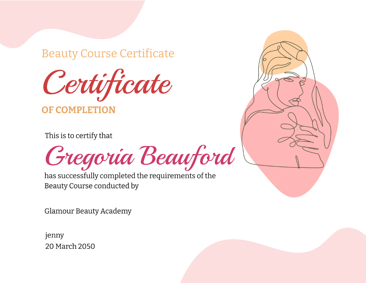 Beauty Course Certificate Template - Edit Online & Download