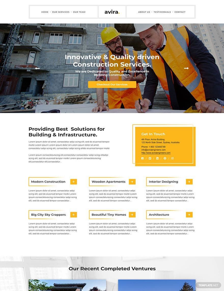 Construction Company Website Template HTML5 PSD Template