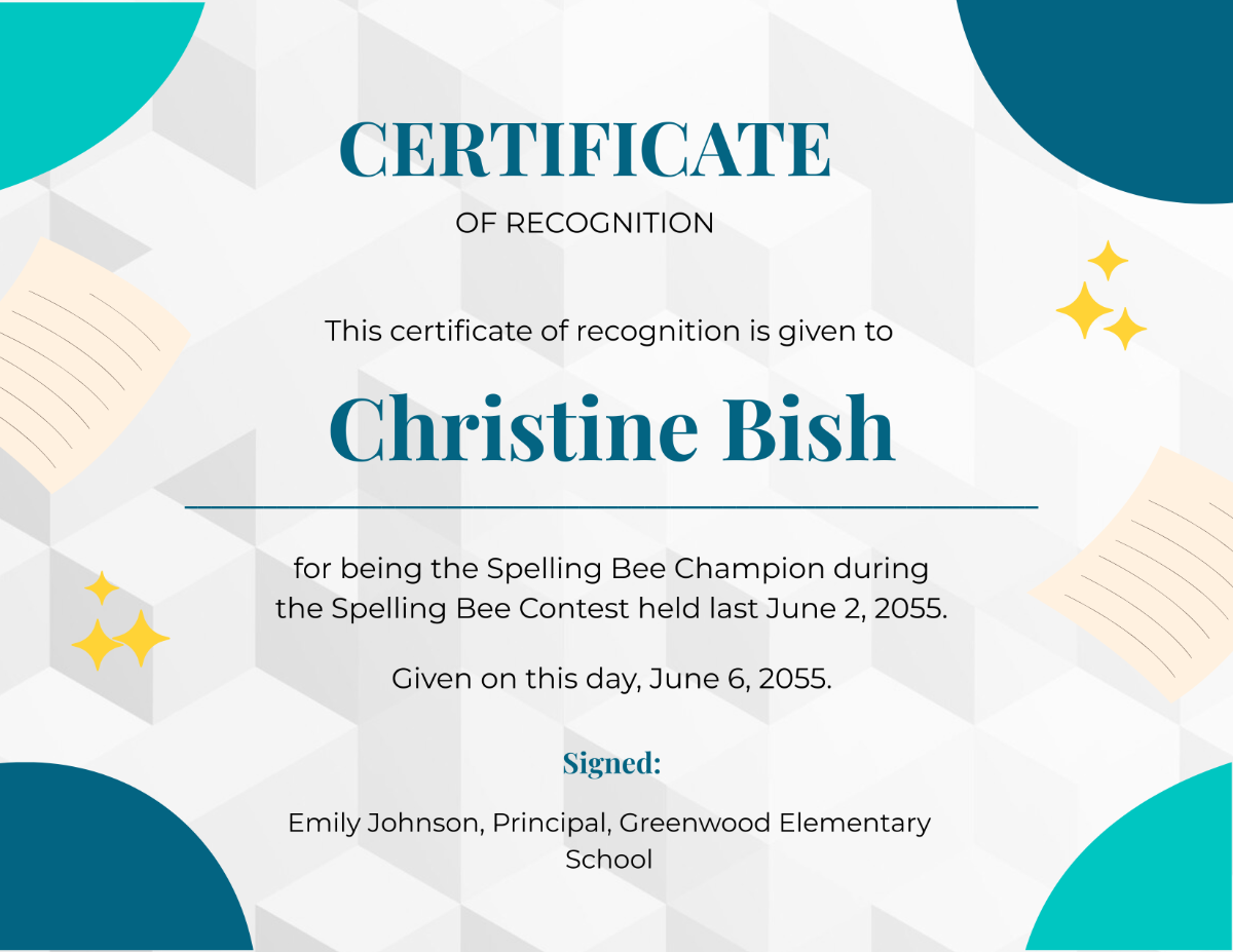 School Spelling Bee Certificate Template - Edit Online & Download