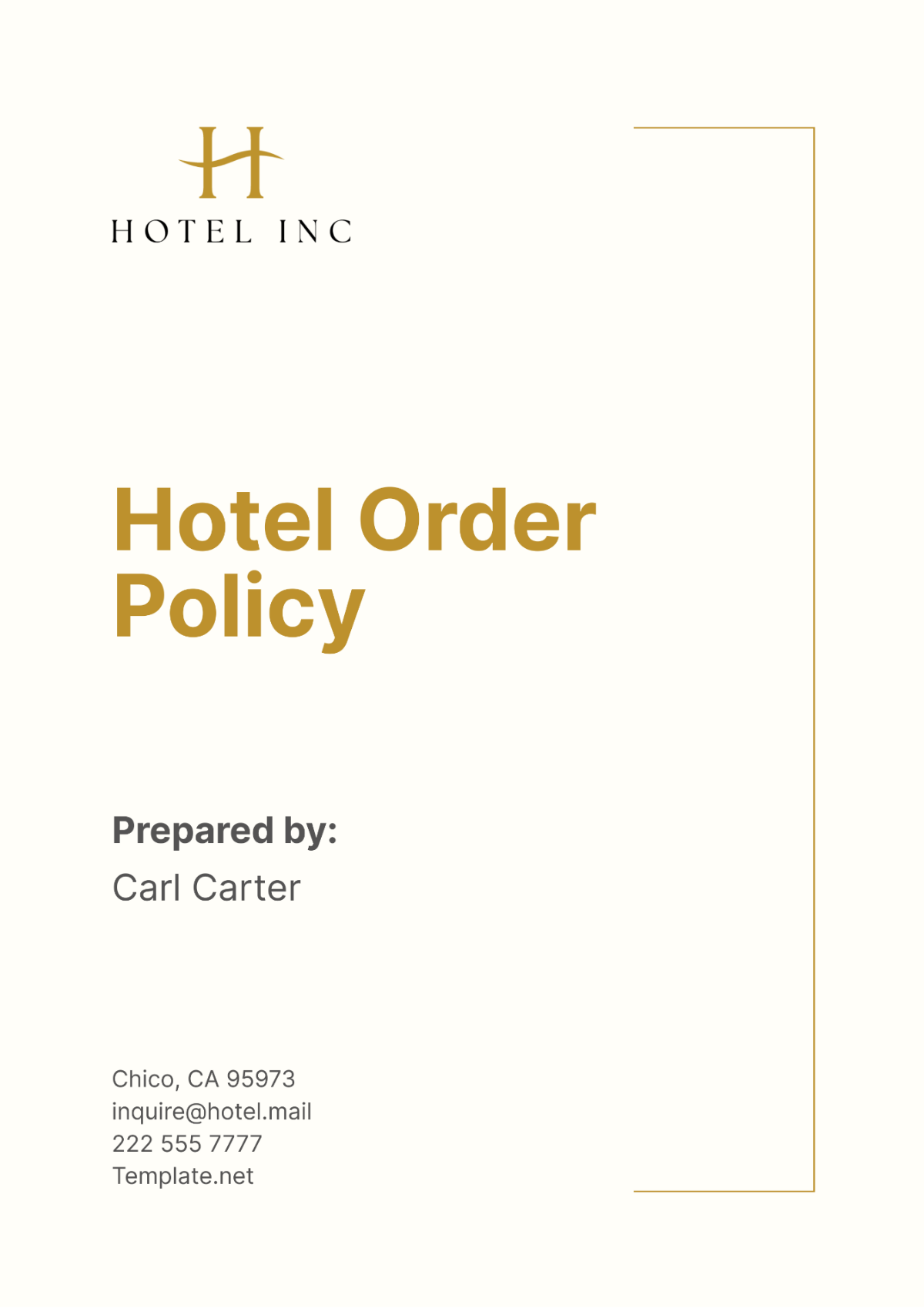 Hotel Order Policy Template - Edit Online & Download