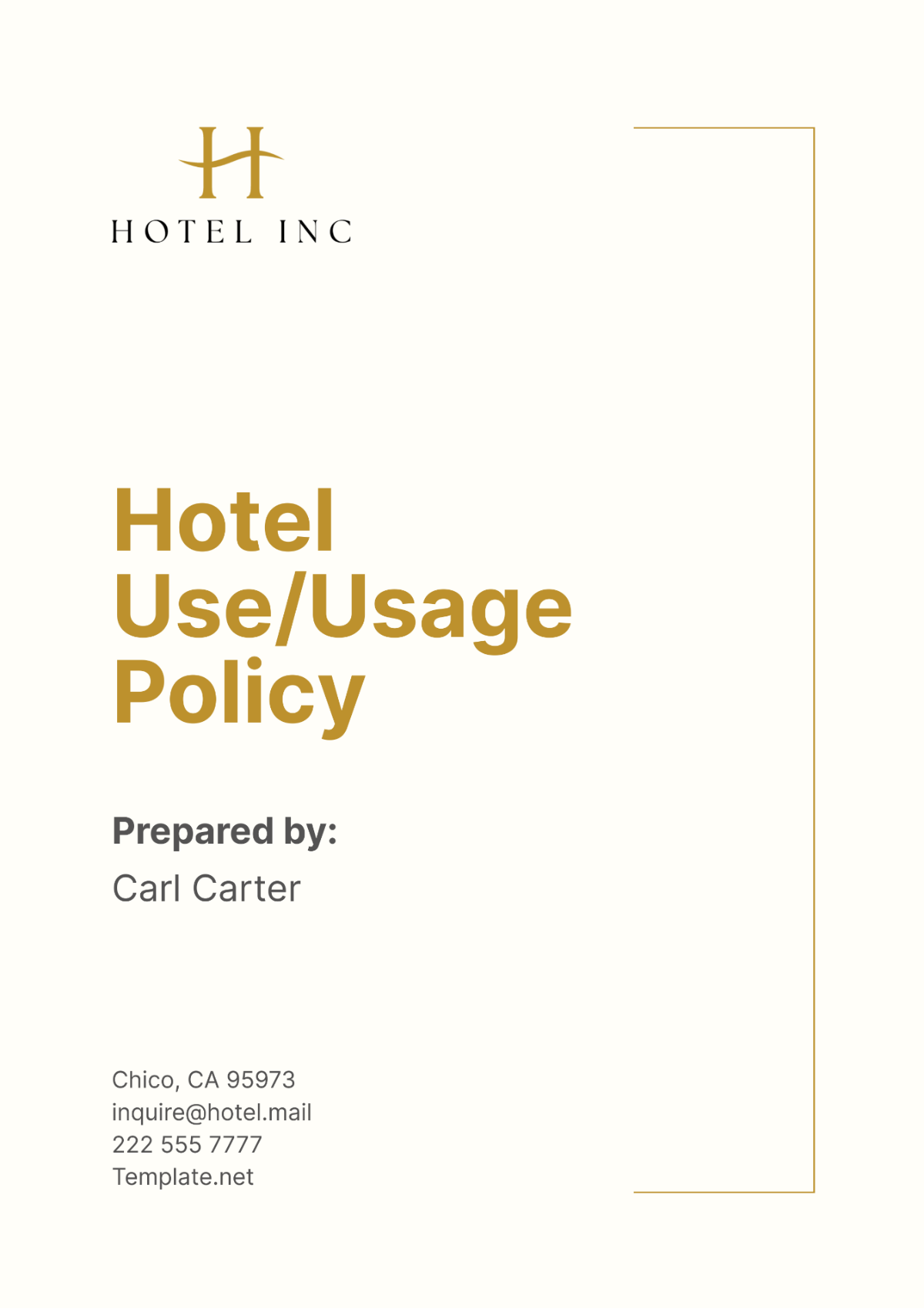 Hotel Use/Usage Policy Template - Edit Online & Download