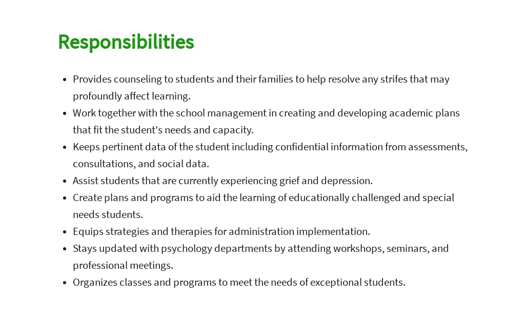 Educational Psychologist Job Description