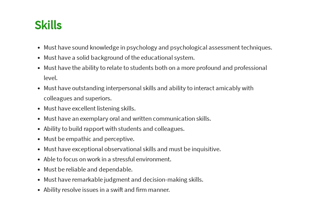 Educational Psychologist Job Ad/Description Template in Google Docs
