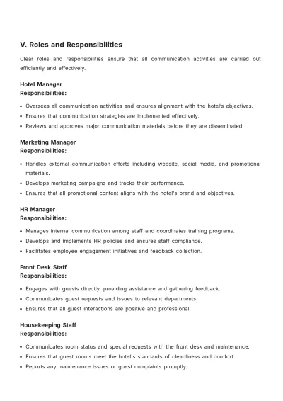 Free Hotel Communication Plan Template to Edit Online