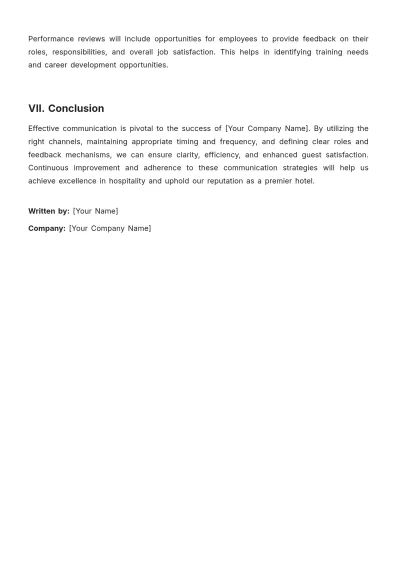 Free Hotel Communication Plan Template to Edit Online