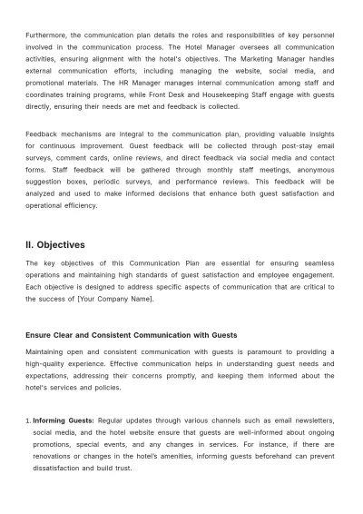 Free Hotel Communication Plan Template to Edit Online