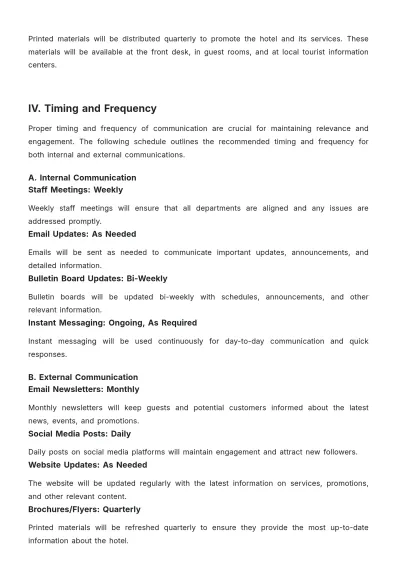 Free Hotel Communication Plan Template to Edit Online