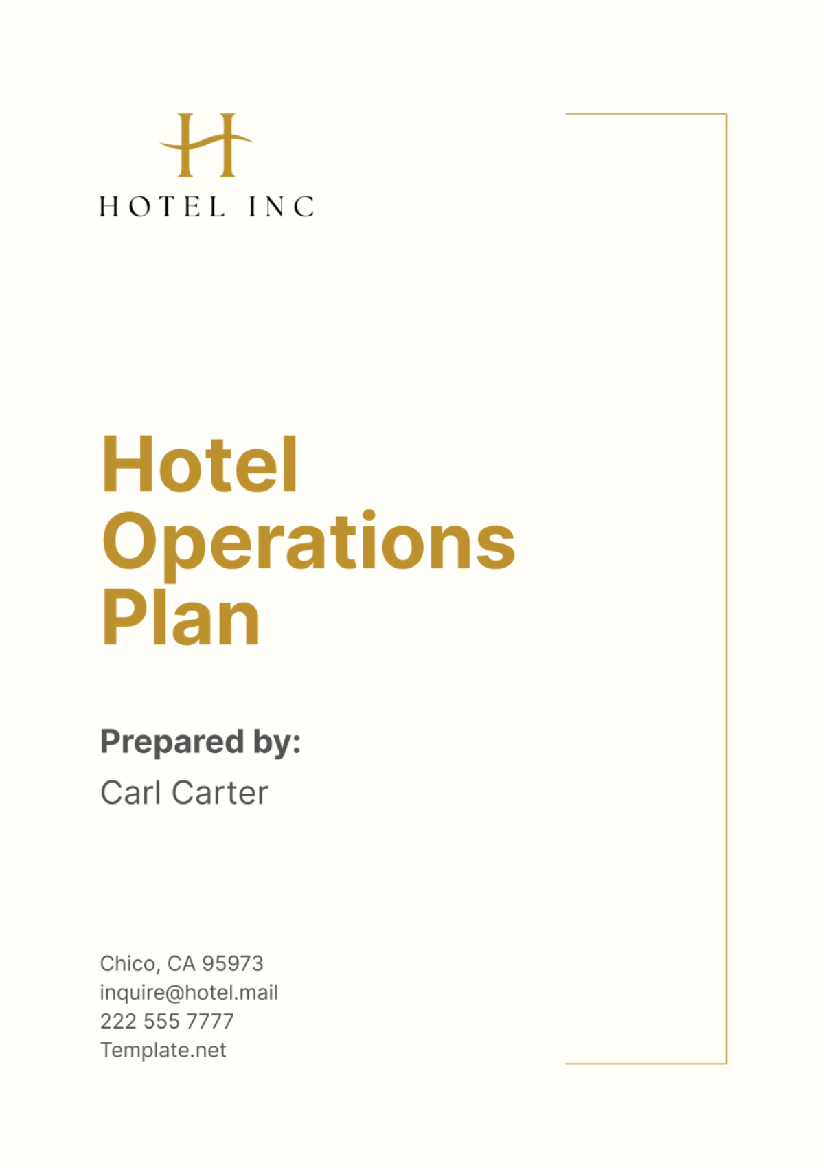 Free Hotel Operations Plan Template