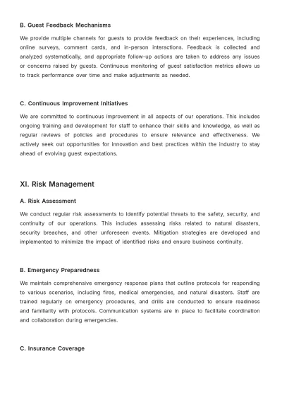 Free Hotel Operations Plan Template to Edit Online
