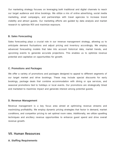 Free Hotel Operations Plan Template to Edit Online