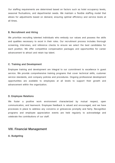 Free Hotel Operations Plan Template to Edit Online