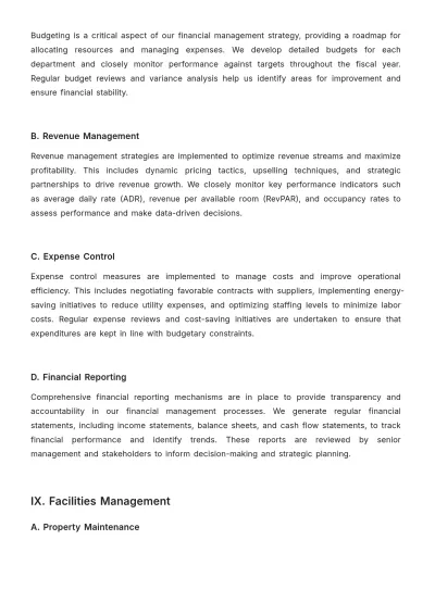 Free Hotel Operations Plan Template to Edit Online