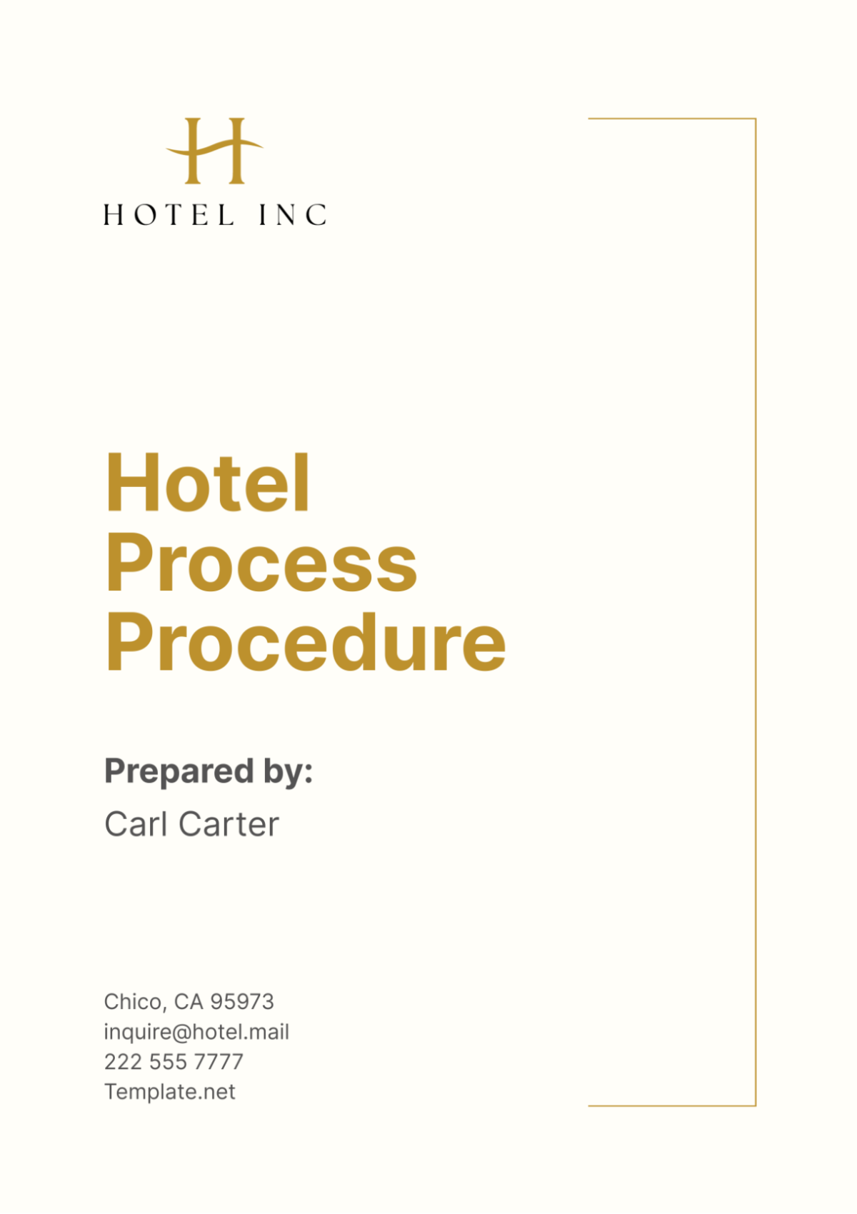 Hotel Process Procedure Template - Edit Online & Download