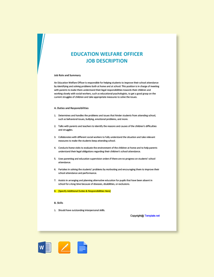 FREE Education Welfare Officer Cover Letter - Word | Google Doc | Apple ...