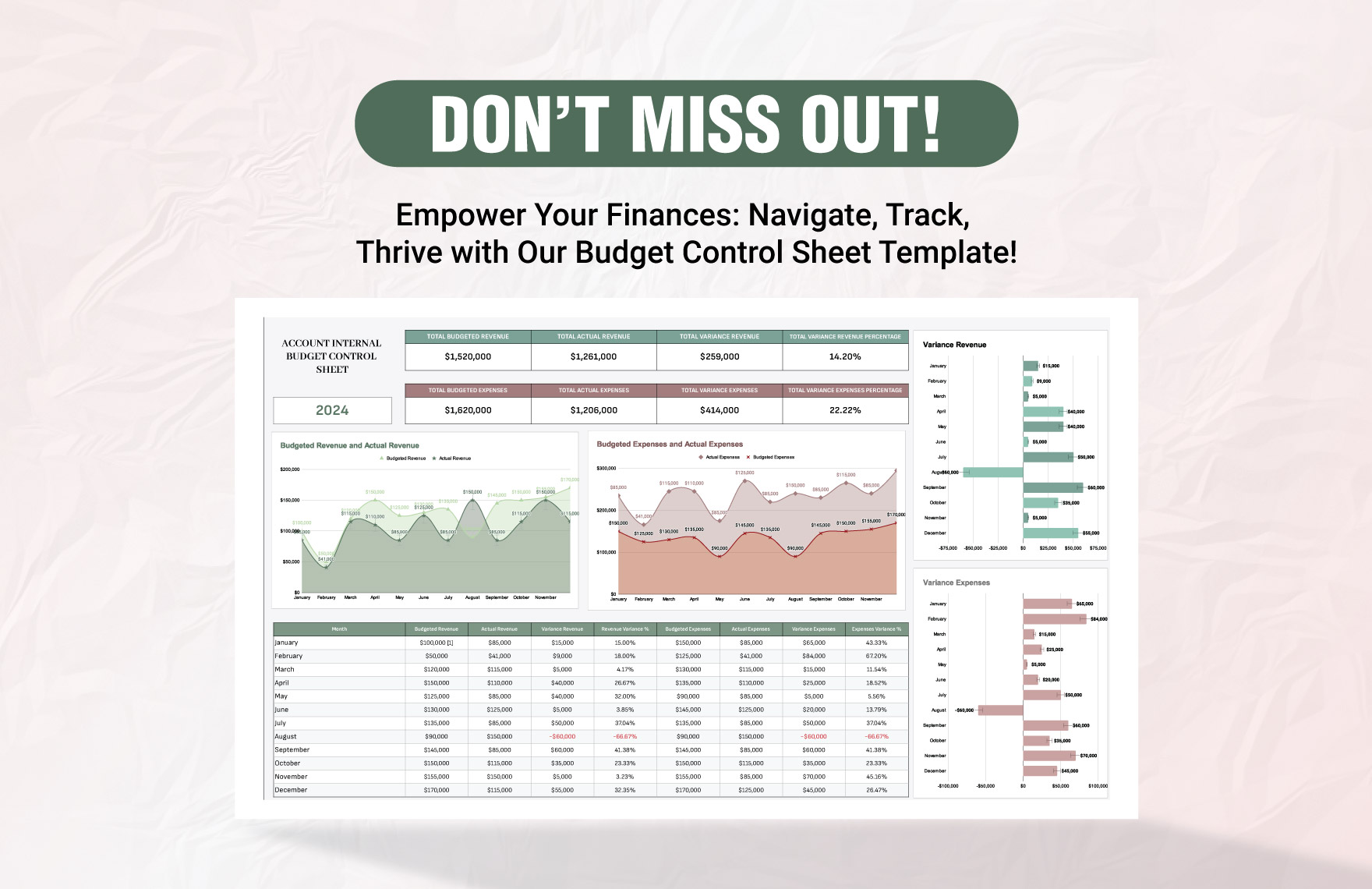 Account Internal Budget Control Sheet Template
