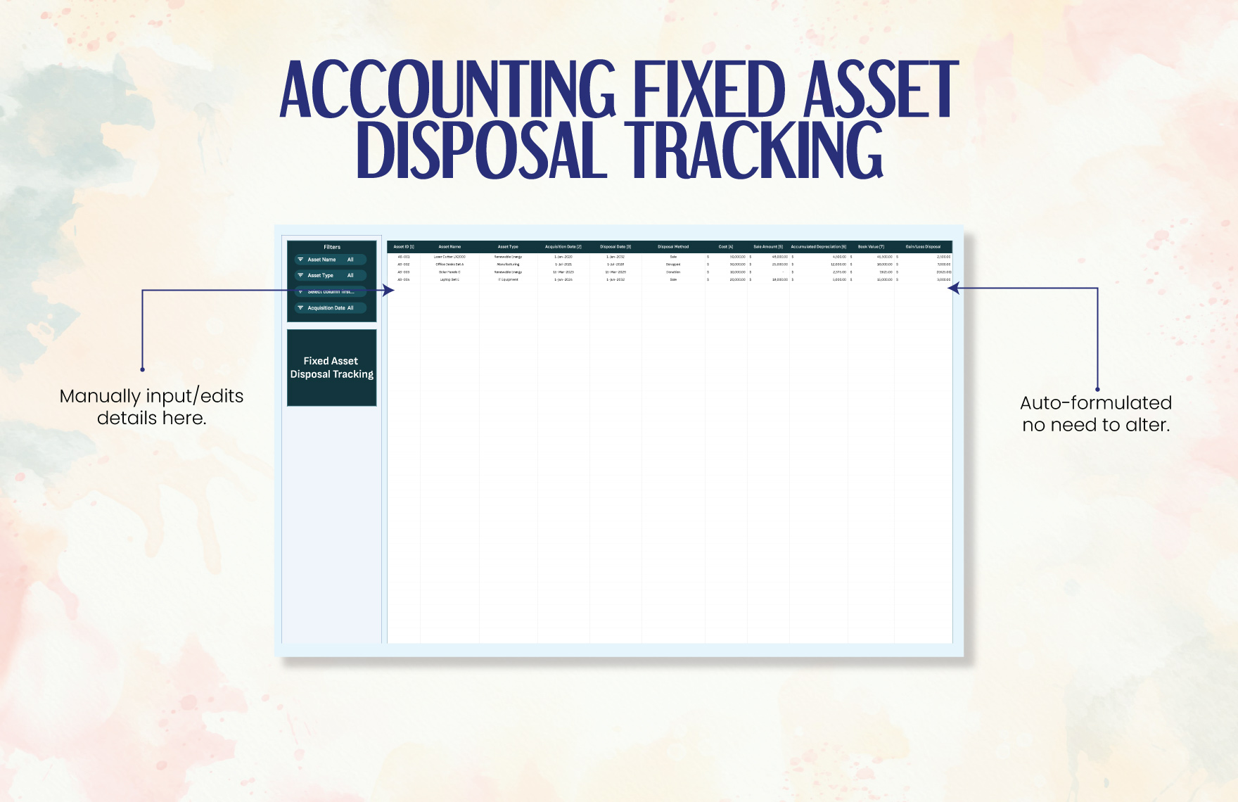 Accounting Fixed Asset Disposal Tracking Template