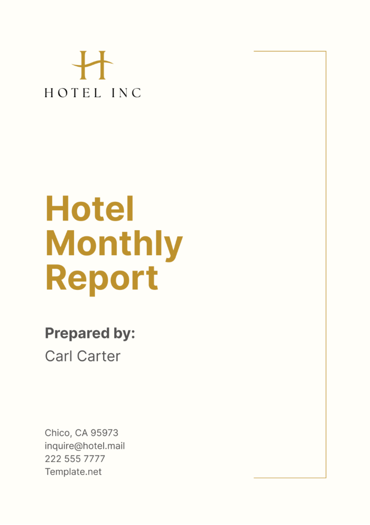 Hotel Monthly Report Template - Edit Online & Download