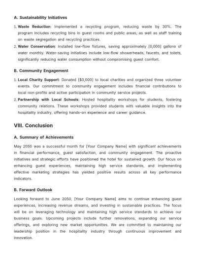 Free Hotel Monthly Report Template to Edit Online