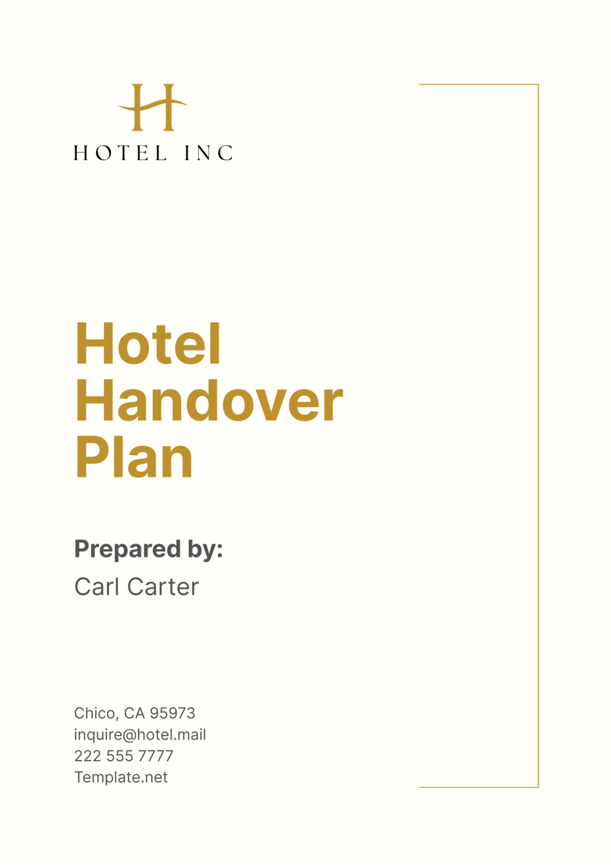 Free Hotel Handover Plan Template