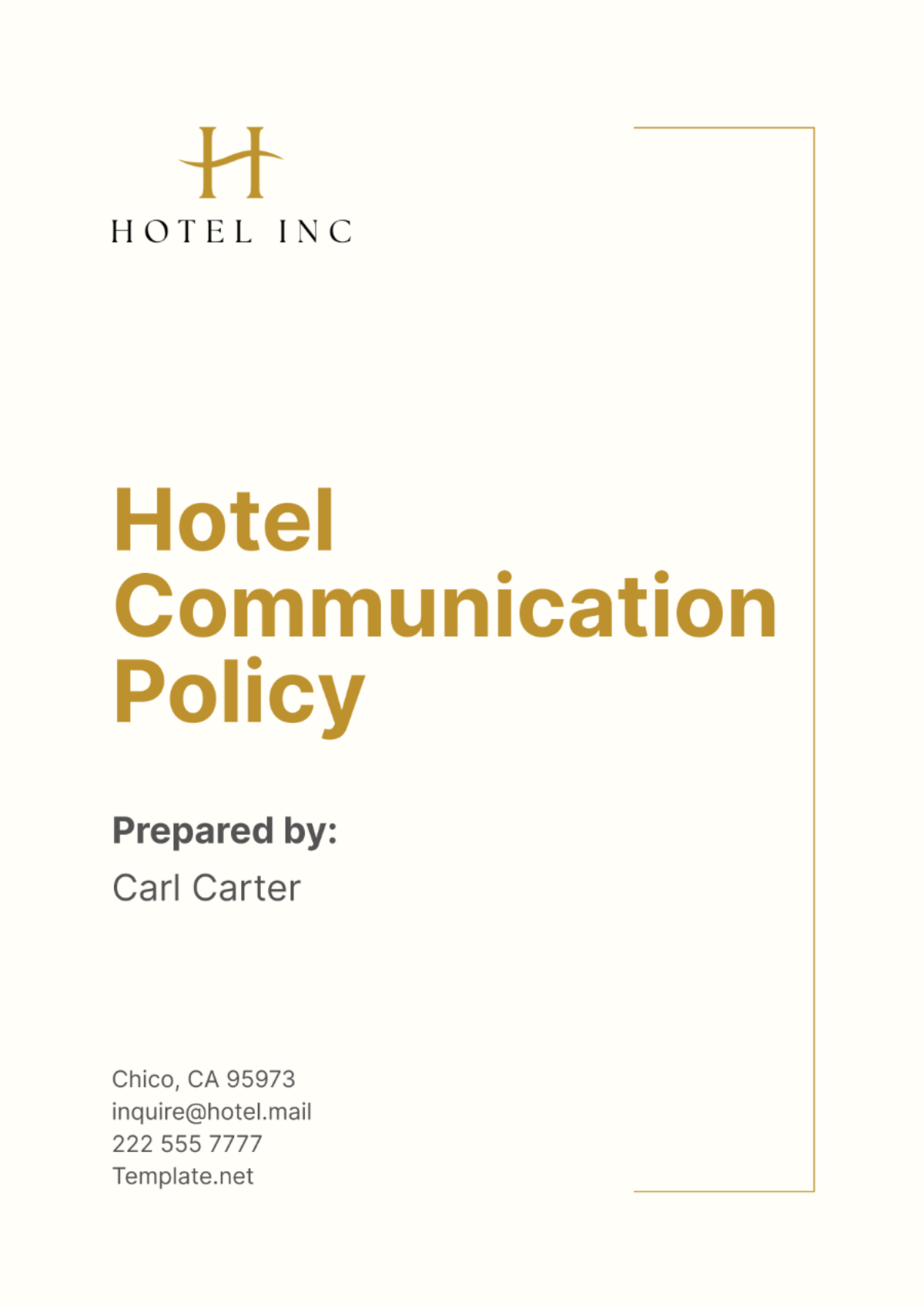 Hotel Communication Policy Template - Edit Online & Download