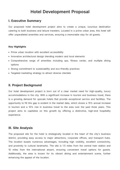 Free Hotel Development Proposal Template to Edit Online