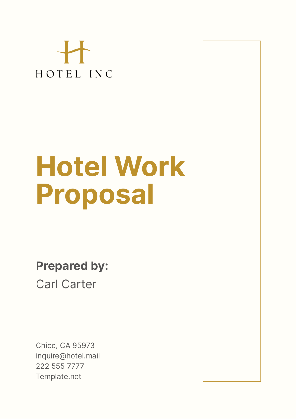 Free Hotel Work Proposal Template