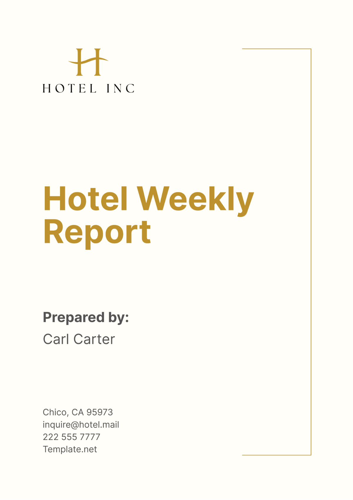 Hotel Weekly Report Template - Edit Online & Download