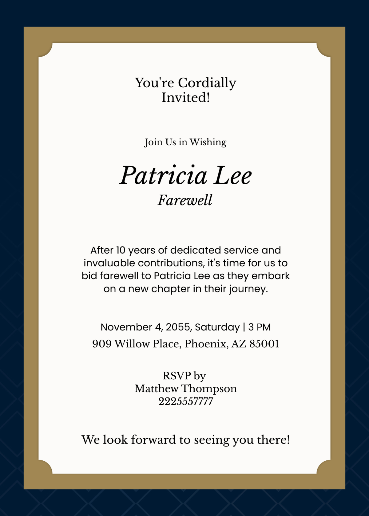 Corporate Farewell Invitation