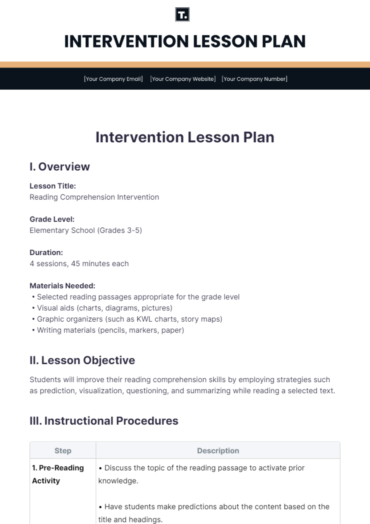 Intervention Lesson Plan Template - Edit Online & Download