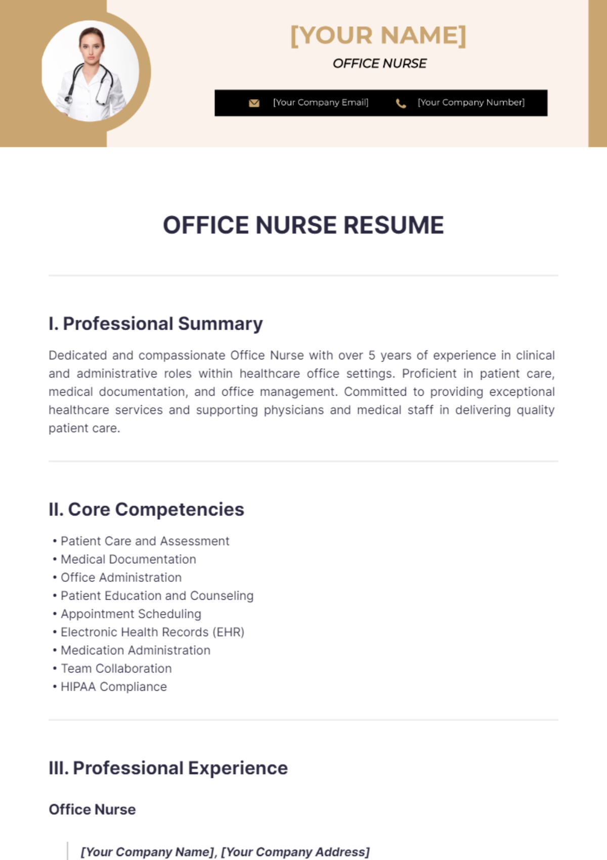 Office Nurse Resume Edit Online And Download Example 8064