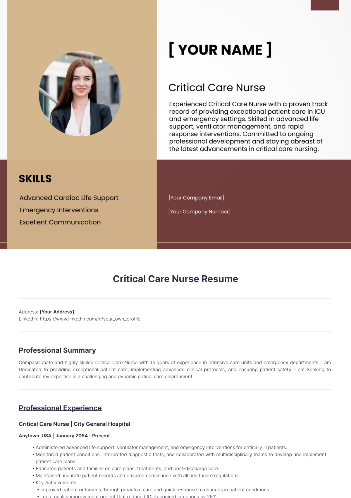 Critical Care Nurse Resume - Edit Online & Download