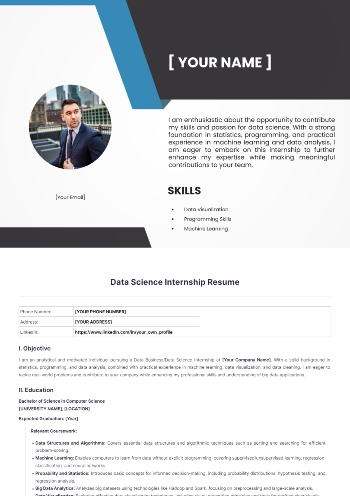 Data Science Internship Resume - Edit Online & Download