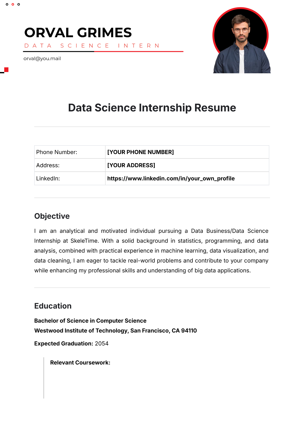 Data Science Internship Resume - Edit Online & Download