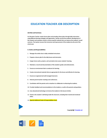 Secondary English Teacher Job Description Tabitomo