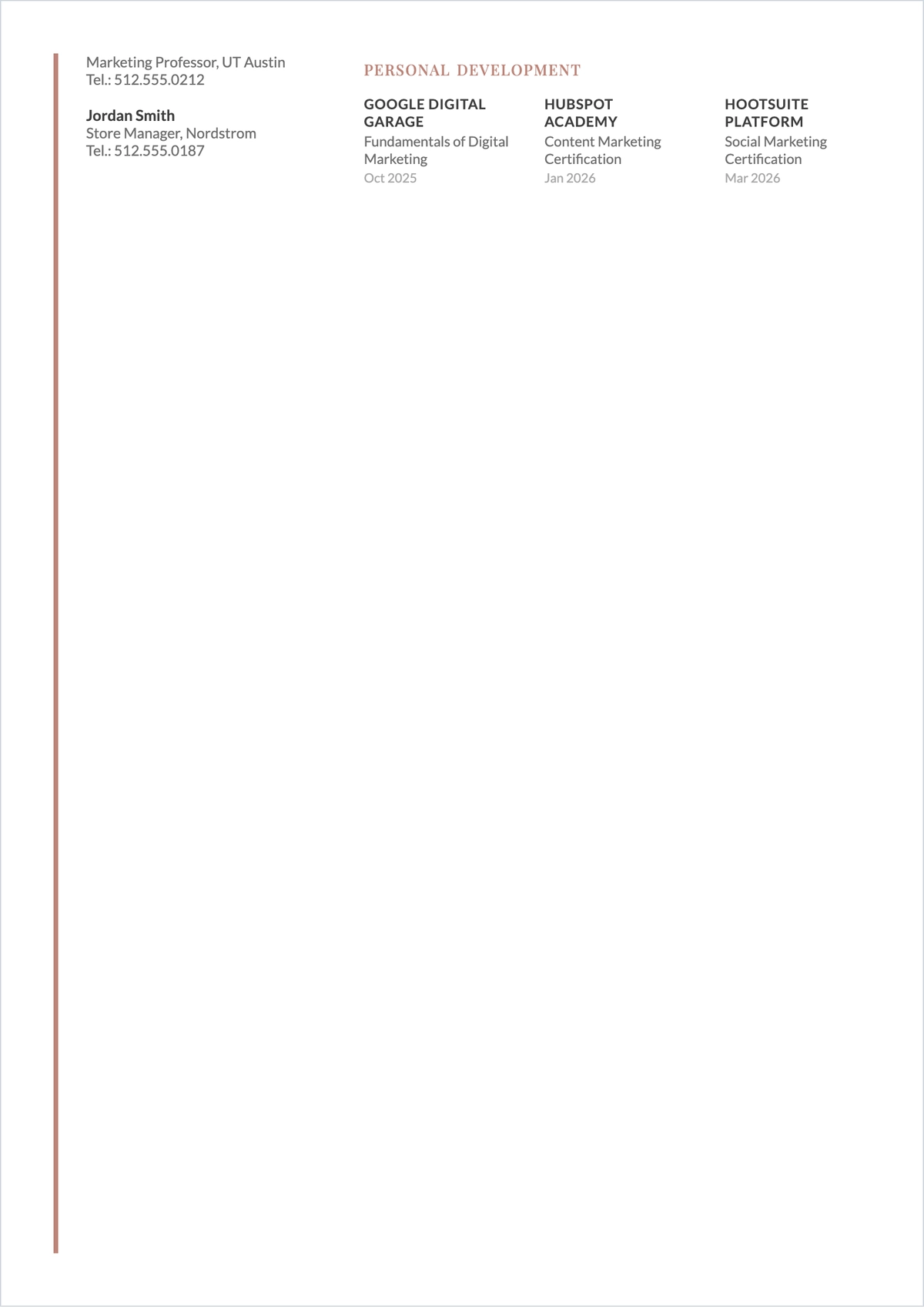 Free Simple Student Internship ATS Resume Template, AI Resume Builder