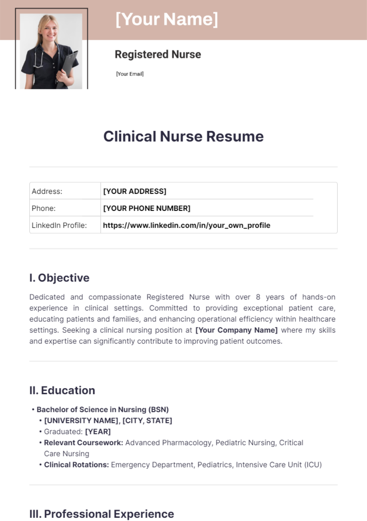 Clinic Nurse Resume - Edit Online & Download