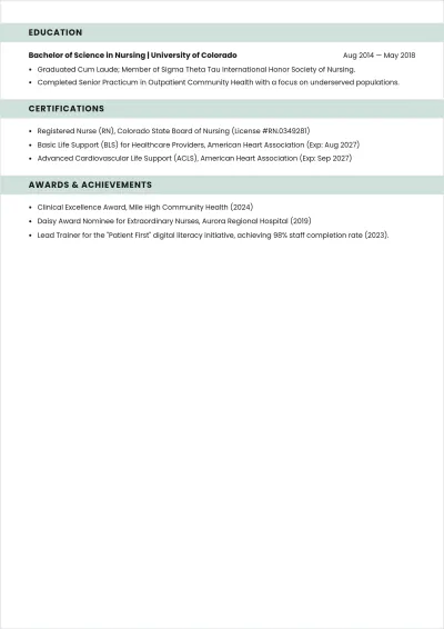 Free Clinic Nurse ATS Resume Template, AI Resume Builder