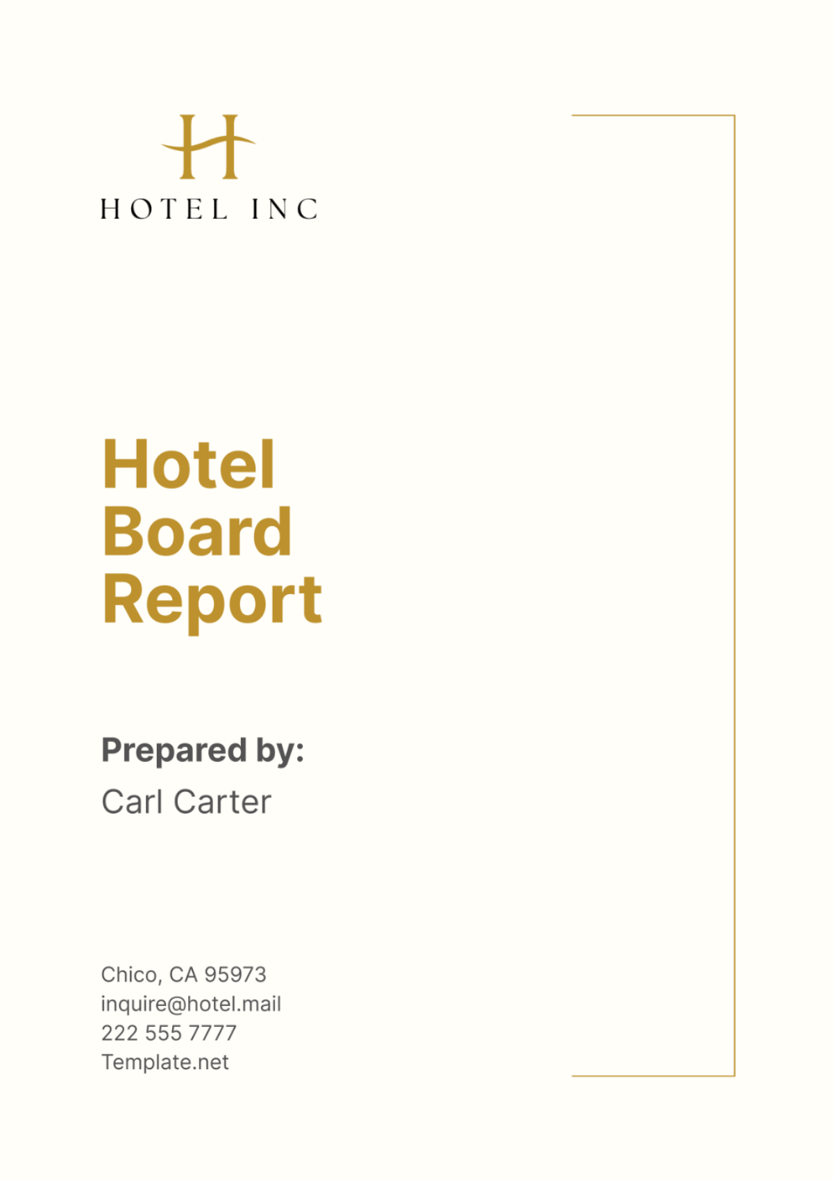 Hotel Board Report Template - Edit Online & Download