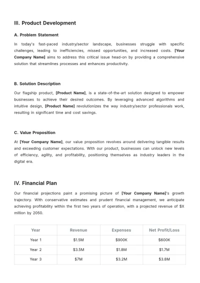 Free Lean Startup Business Plan Template to Edit Online