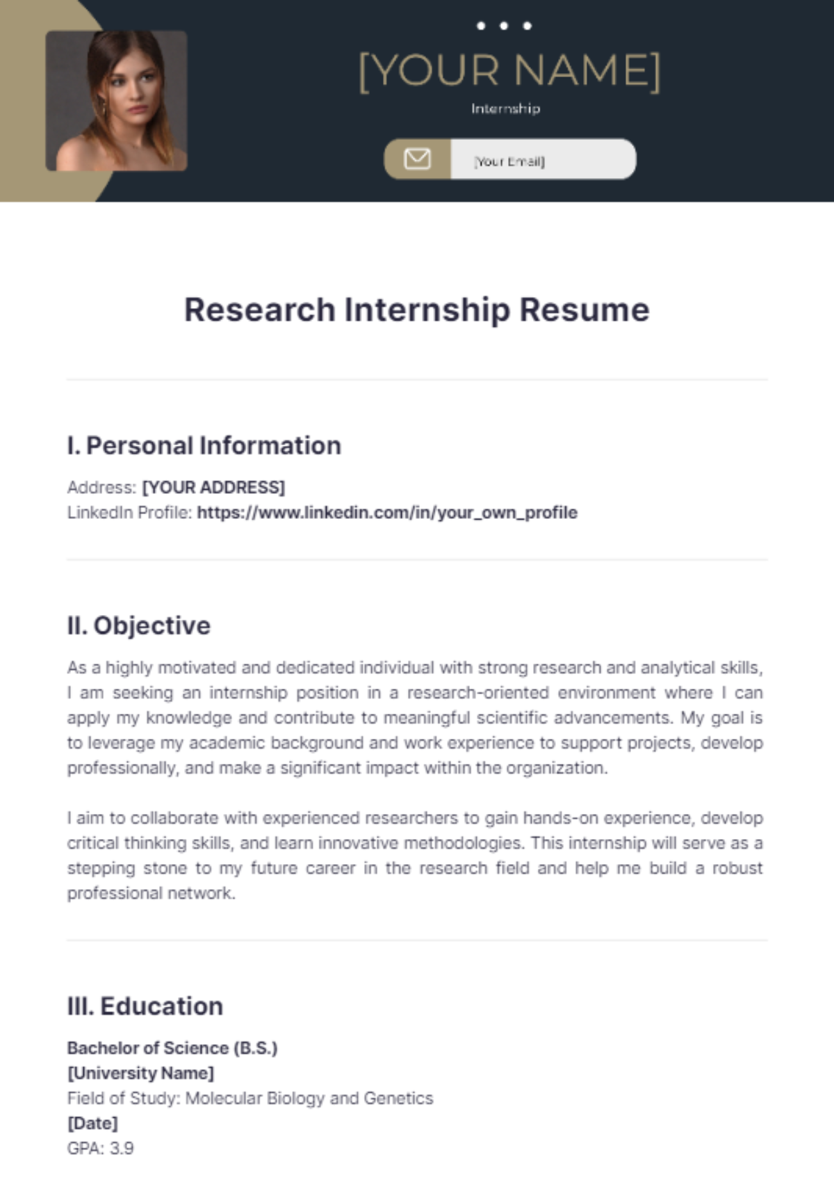 Research Internship Resume - Edit Online & Download