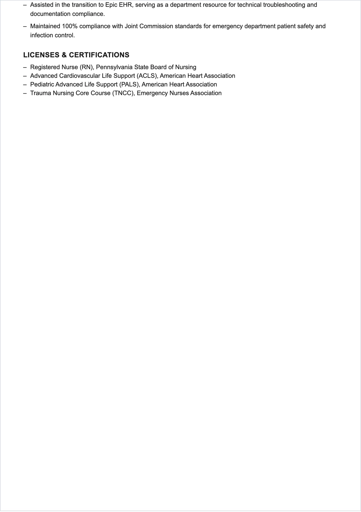 Free ER Nurse ATS Resume Template, AI Resume Builder
