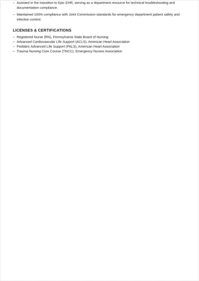 Free ER Nurse ATS Resume Template, AI Resume Builder