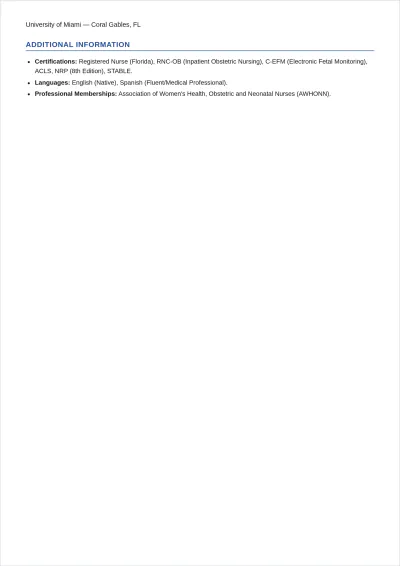Free Labor And Delivery Nurse ATS Resume Template, AI Resume Builder