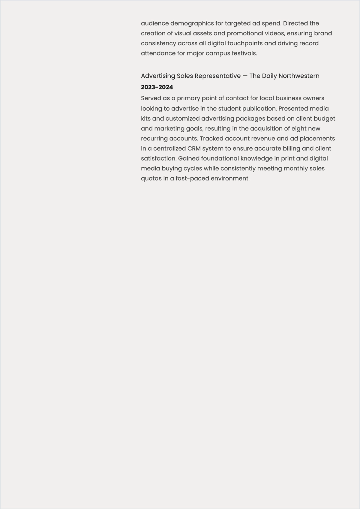 Free Aesthetic Advertising Internship ATS Resume Template
