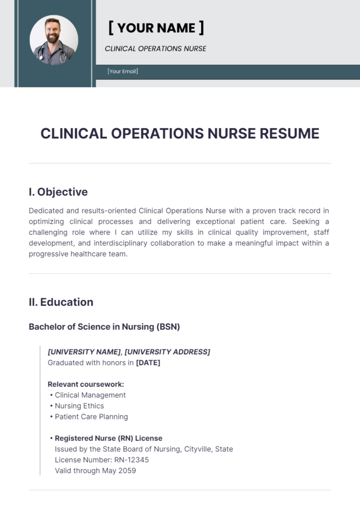 Clinical Operations Nurse Resume - Edit Online & Download