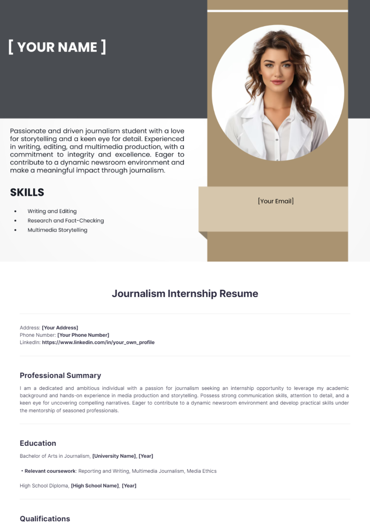 Journalism Internship Resume - Edit Online & Download