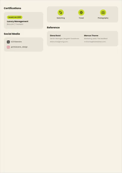 Free Fashion Internship ATS Resume Template, AI Resume Builder